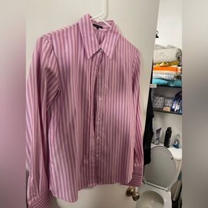 Theory Pink Striped Dress Shirt